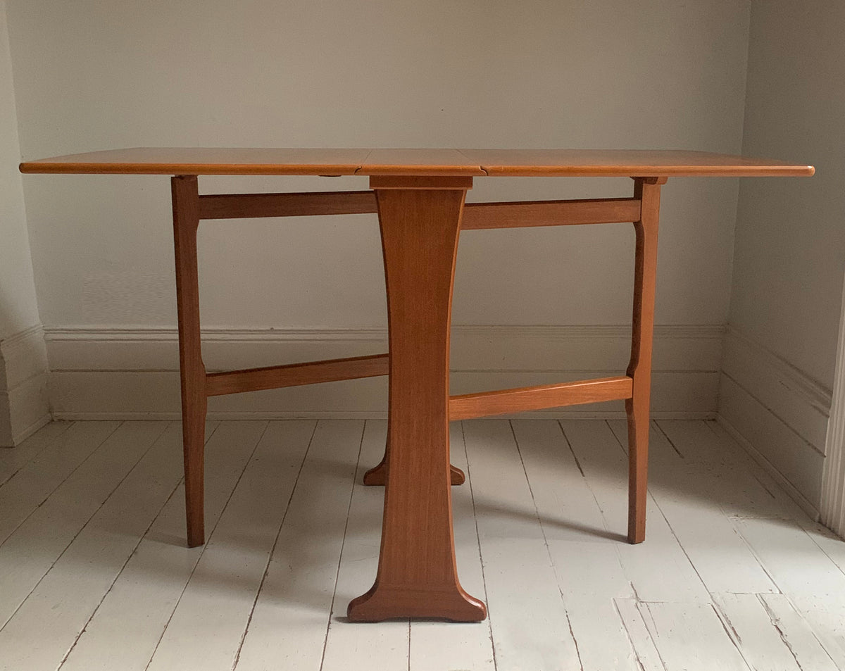 Mid Century Teak Dining Table - Drop Leaf And Extending, Seats Up to Six People