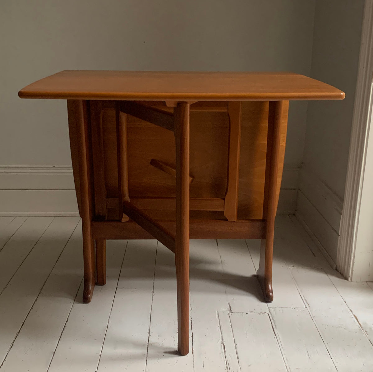 Mid Century Teak Dining Table - Drop Leaf And Extending, Seats Up to Six People