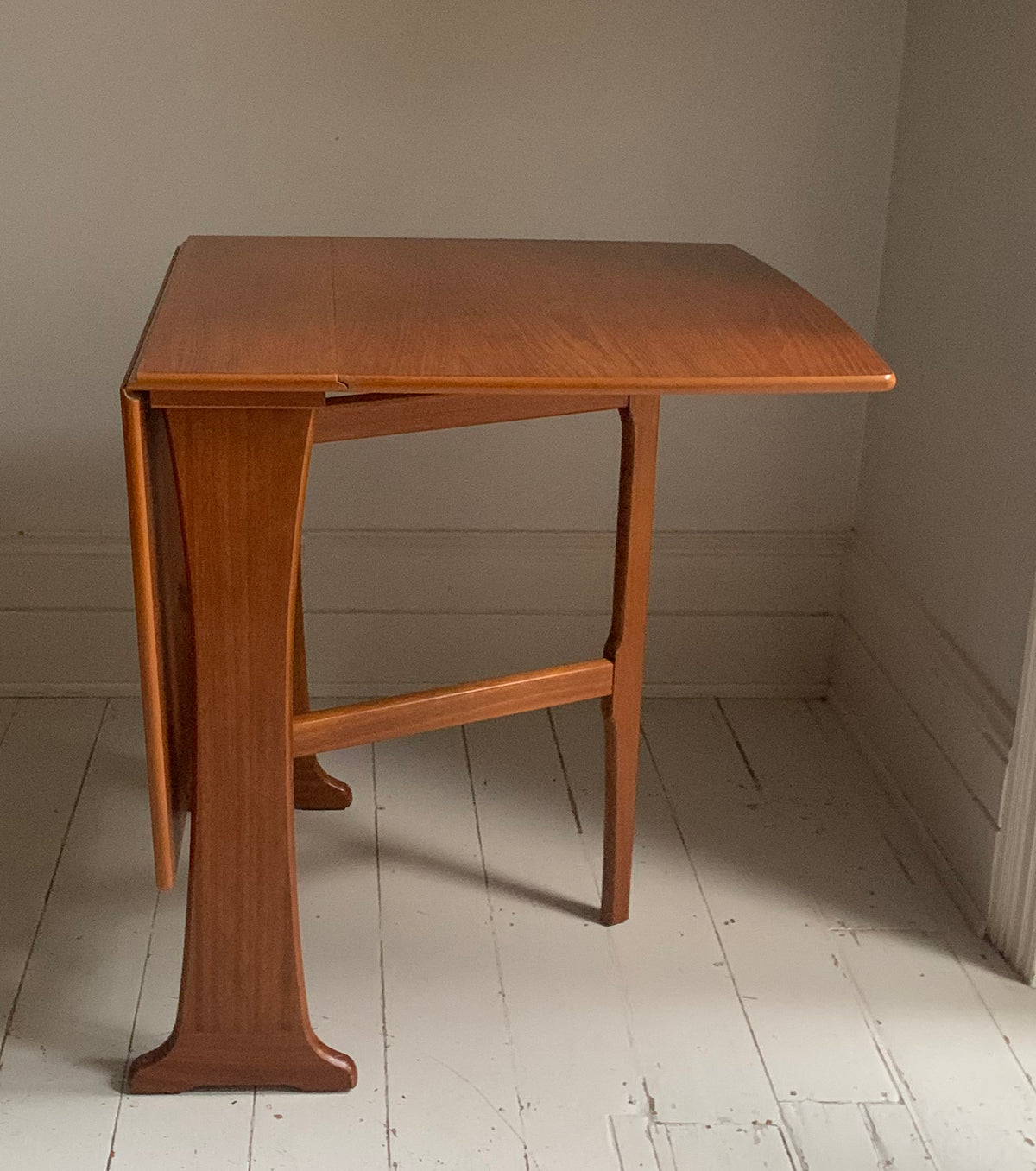 Mid Century Teak Dining Table - Drop Leaf And Extending, Seats Up to Six People