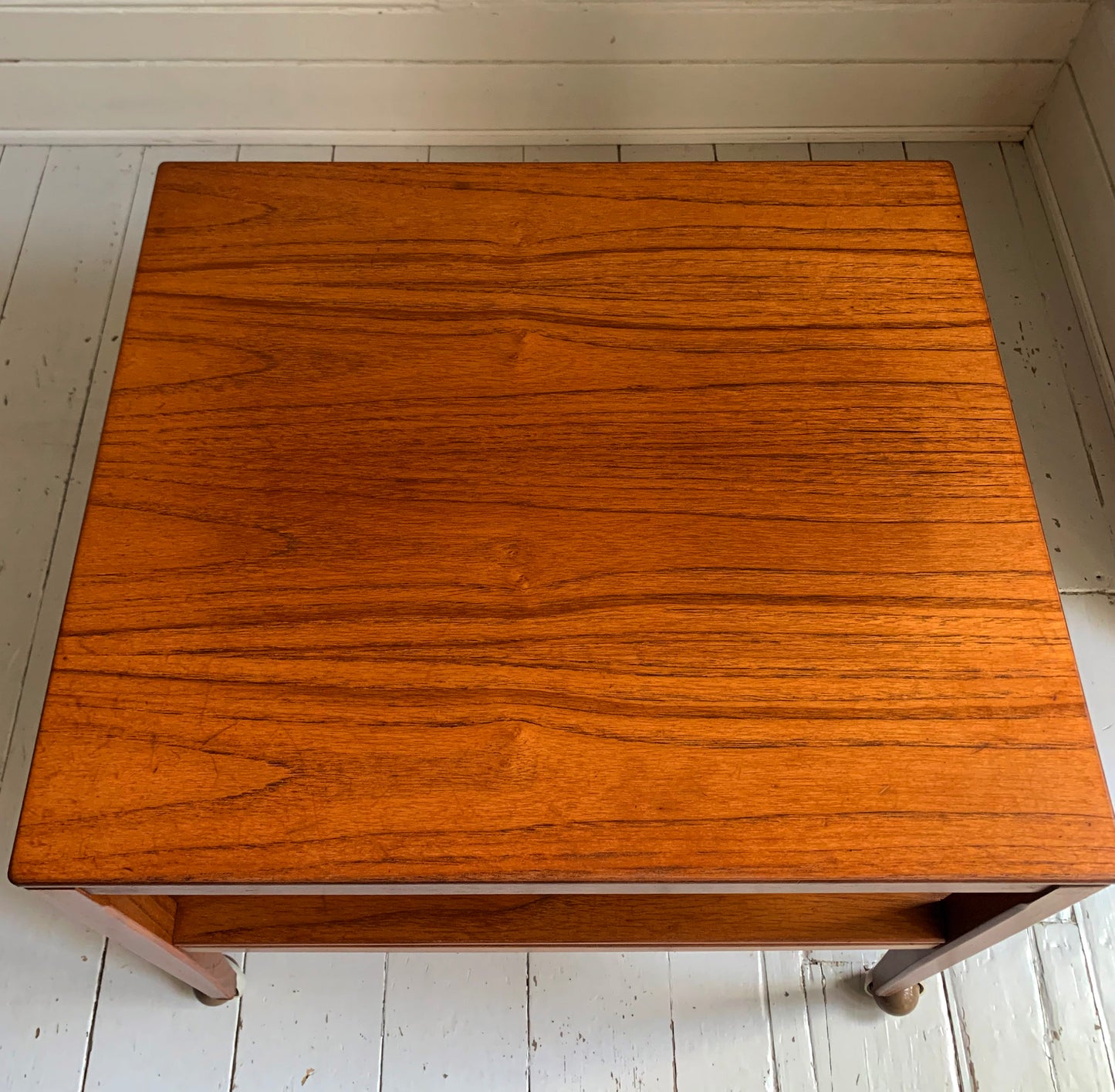 Vintage Mid Century Modern Teak Two Tier Trolley Table on Castors