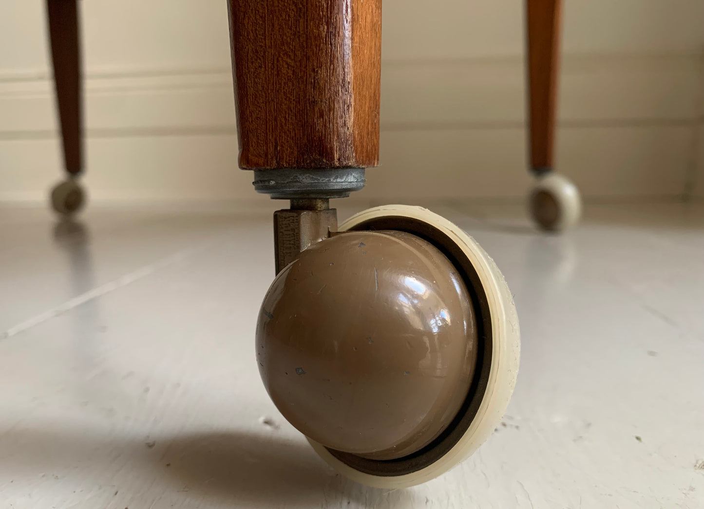 Vintage Mid Century Modern Teak Two Tier Trolley Table on Castors
