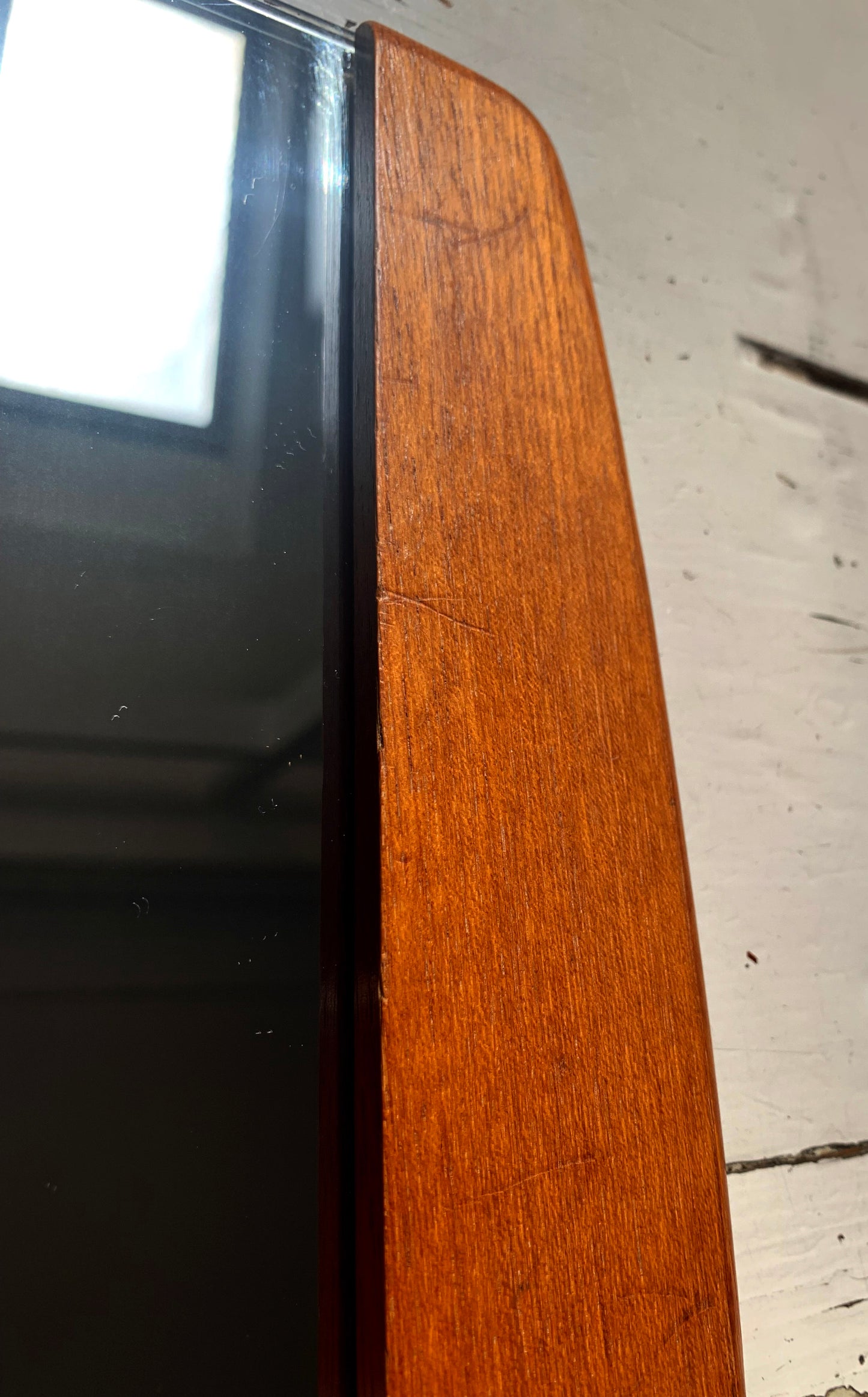 Mid Century Teak Rectangular Wall Hanging Portrait Style Mirror