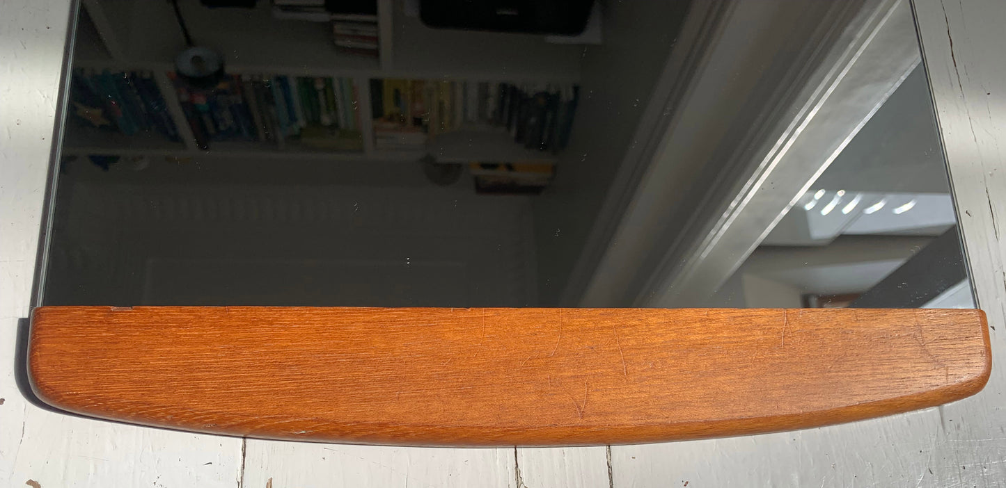 Mid Century Teak Rectangular Wall Hanging Portrait Style Mirror