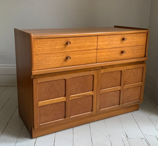 Mid Century Nathan Squares Teak Side Board, Cupboard, Media Cabinet