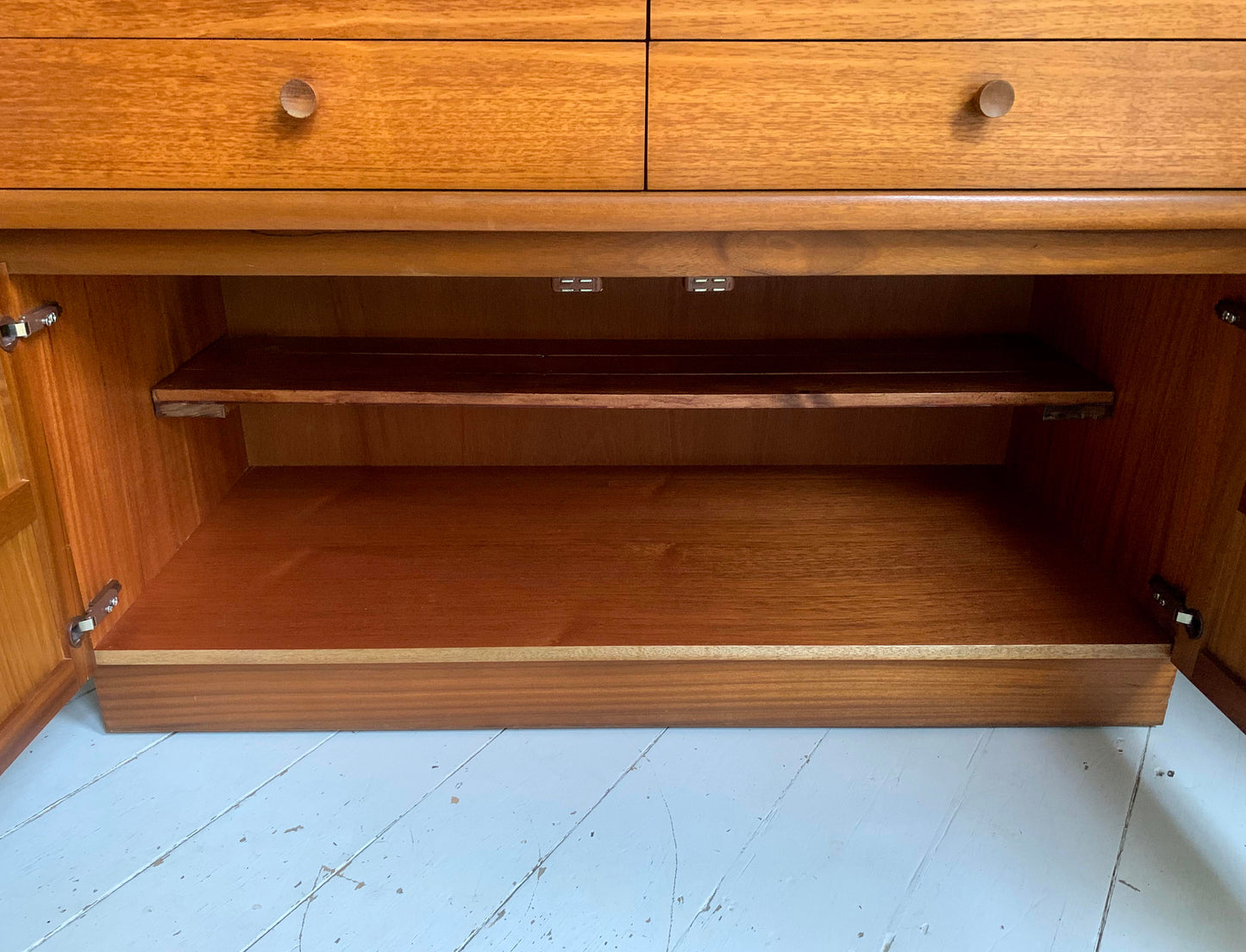 Mid Century Nathan Squares Teak Side Board, Cupboard, Media Cabinet