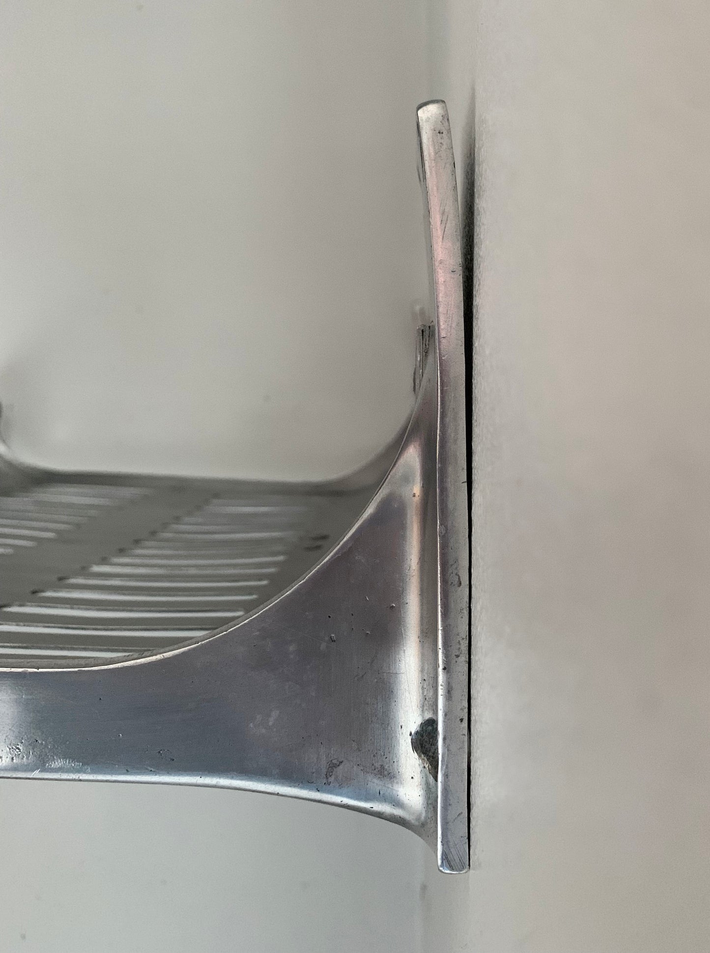 Original Vintage London Underground A-Stock Aluminium Luggage Rack w/ Hook 1/2