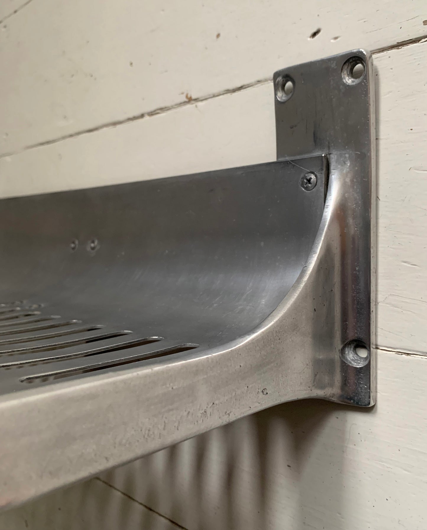 Original Vintage London Underground A-Stock Aluminium Luggage Rack w/ Hook 1/2