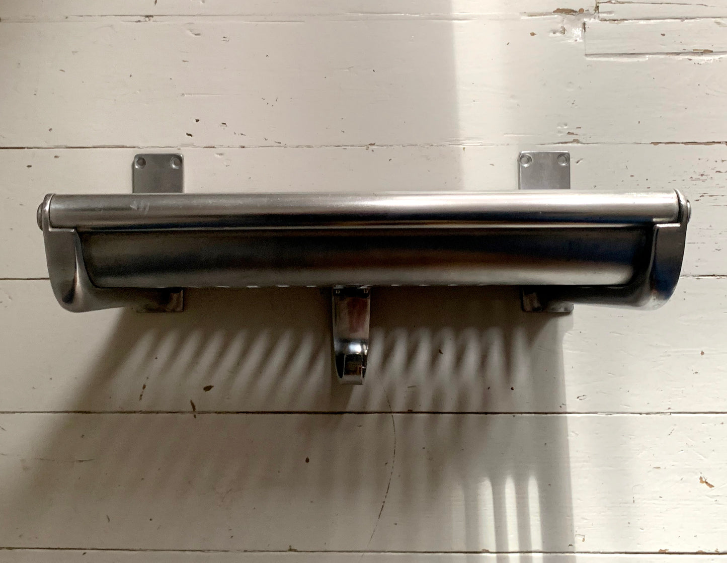 Original Vintage London Underground A-Stock Aluminium Luggage Rack w/ Hook 2/2