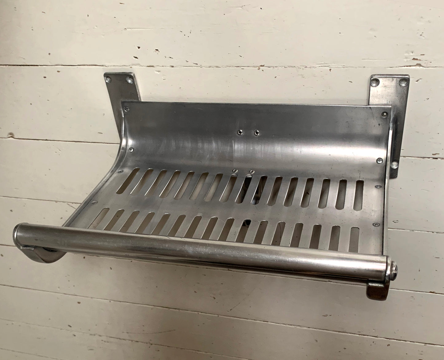 Original Vintage London Underground A-Stock Aluminium Luggage Rack w/ Hook 2/2