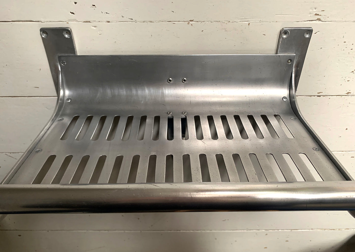 Original Vintage London Underground A-Stock Aluminium Luggage Rack w/ Hook 2/2