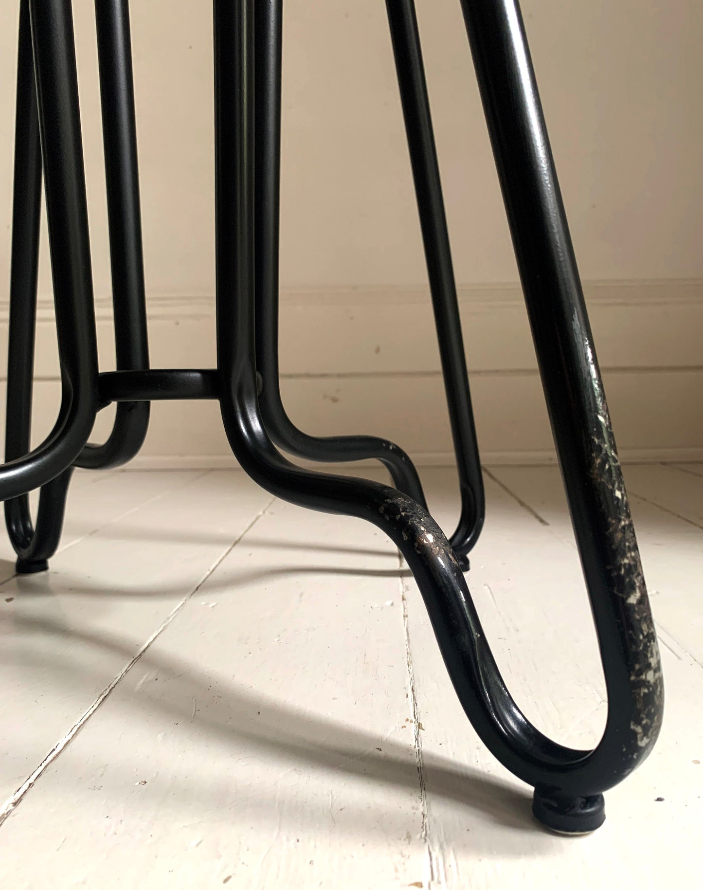 Pair of Black Dutch Bone Ovid Bar Stools - Industrial Metal