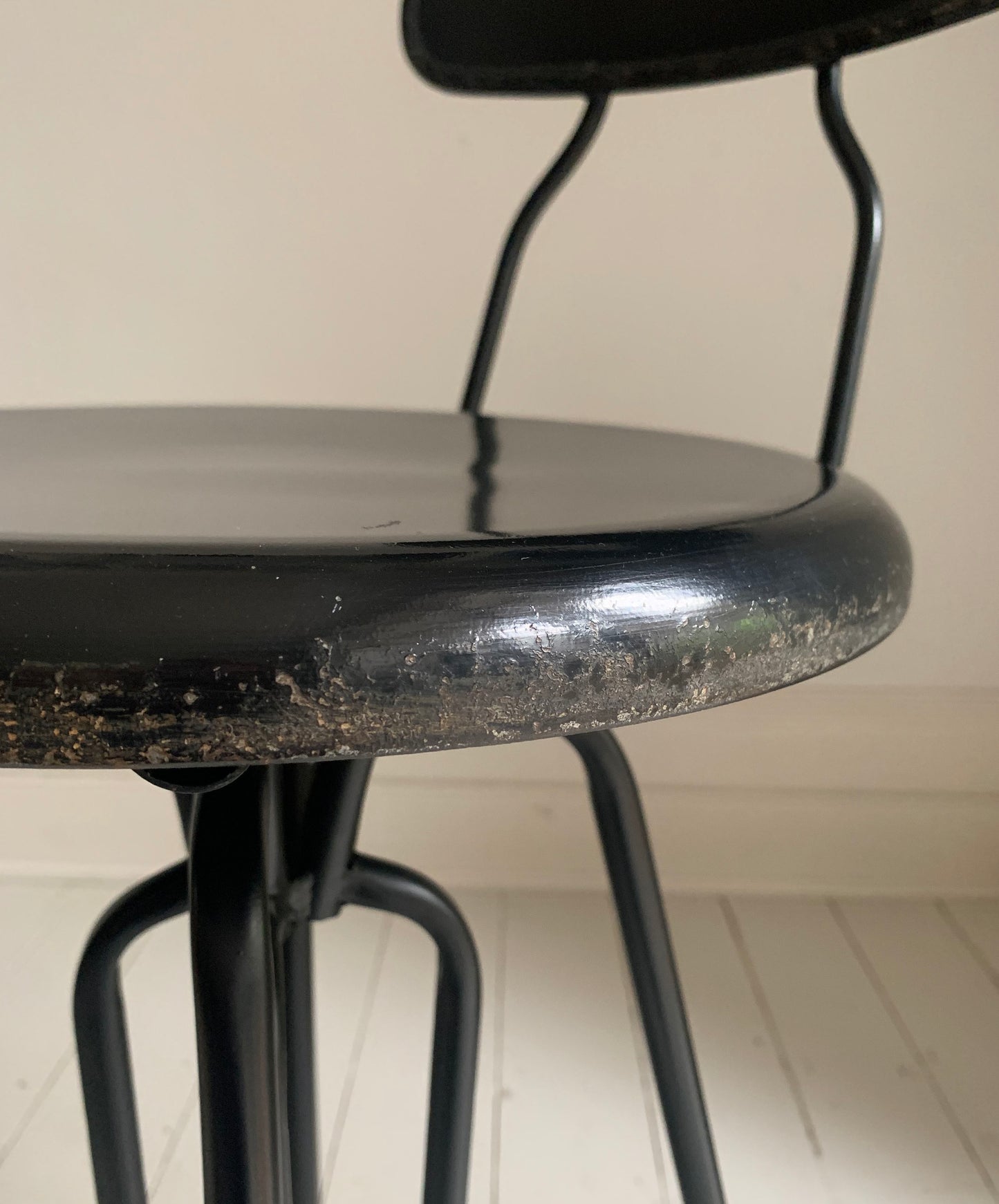 Pair of Black Dutch Bone Ovid Bar Stools - Industrial Metal