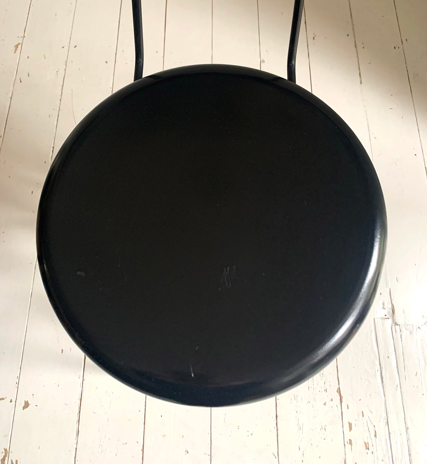 Pair of Black Dutch Bone Ovid Bar Stools - Industrial Metal