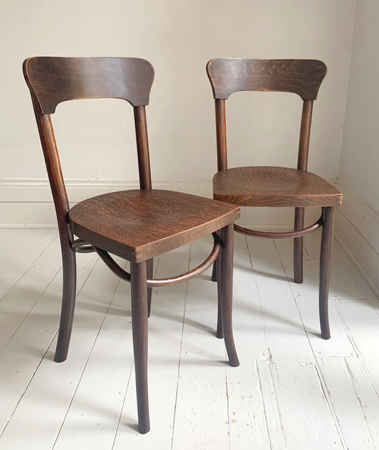 A Pair of Crocodile Embossed Bentwood Cafe / Dining Chairs, a rare find