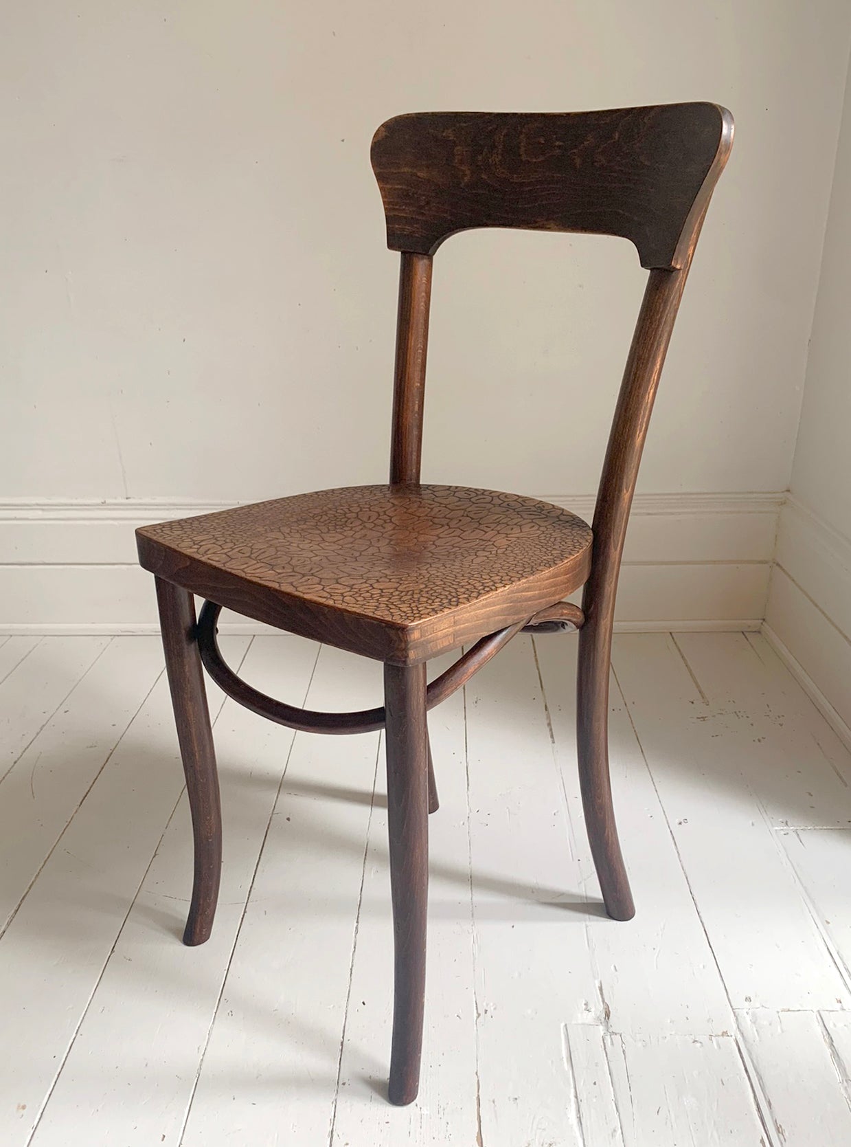 A Pair of Crocodile Embossed Bentwood Cafe / Dining Chairs, a rare find