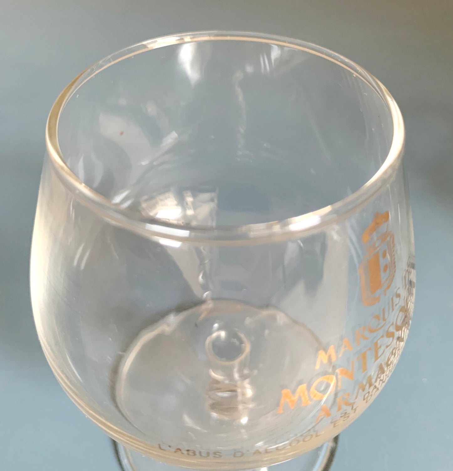 2 x Marque De Montesquiou Armagnac Brandy Small Stemmed Glasses