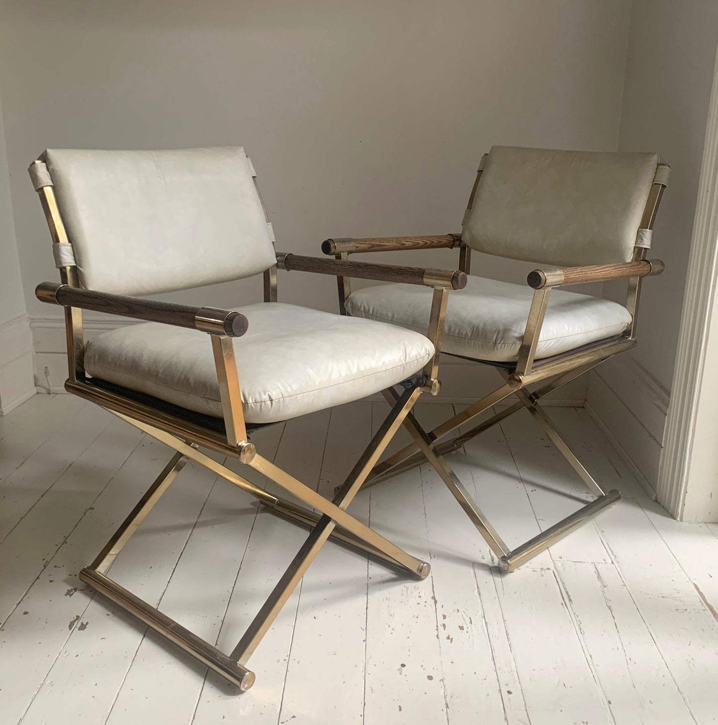 Pair of Vintage CAL-STYLE Furniture Directors Chairs ; dated 1984
