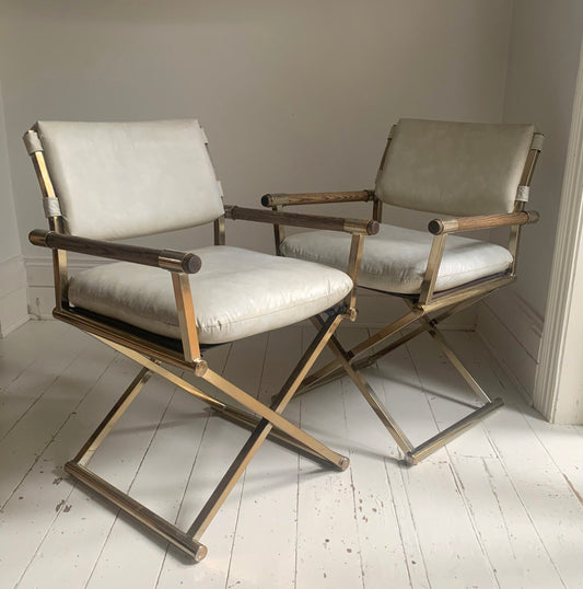 Pair of Vintage CAL-STYLE Furniture Directors Chairs ; dated 1984