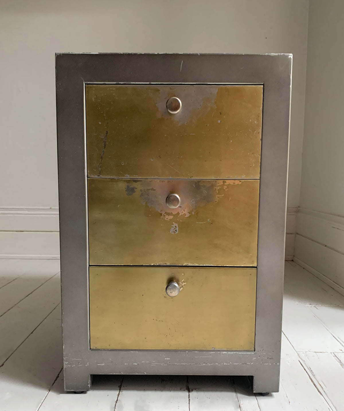 Pair of Vintage Mixed Metal Night Stands / Chest of Drawers / Office Storage