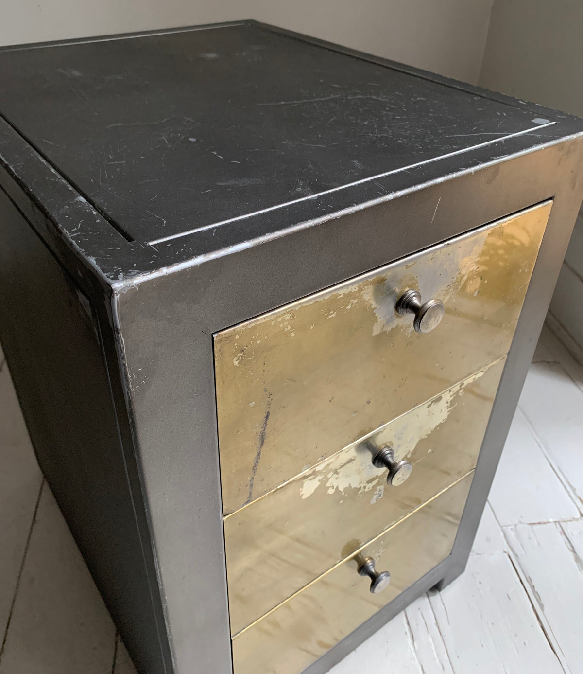 Pair of Vintage Mixed Metal Night Stands / Chest of Drawers / Office Storage