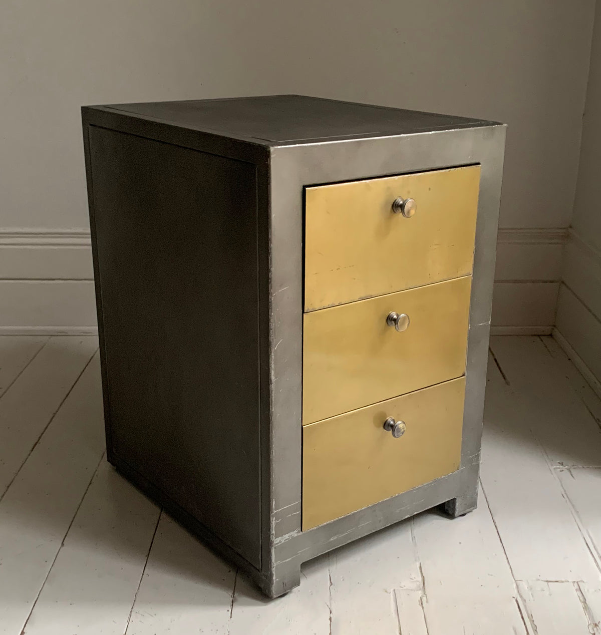 Pair of Vintage Mixed Metal Night Stands / Chest of Drawers / Office Storage