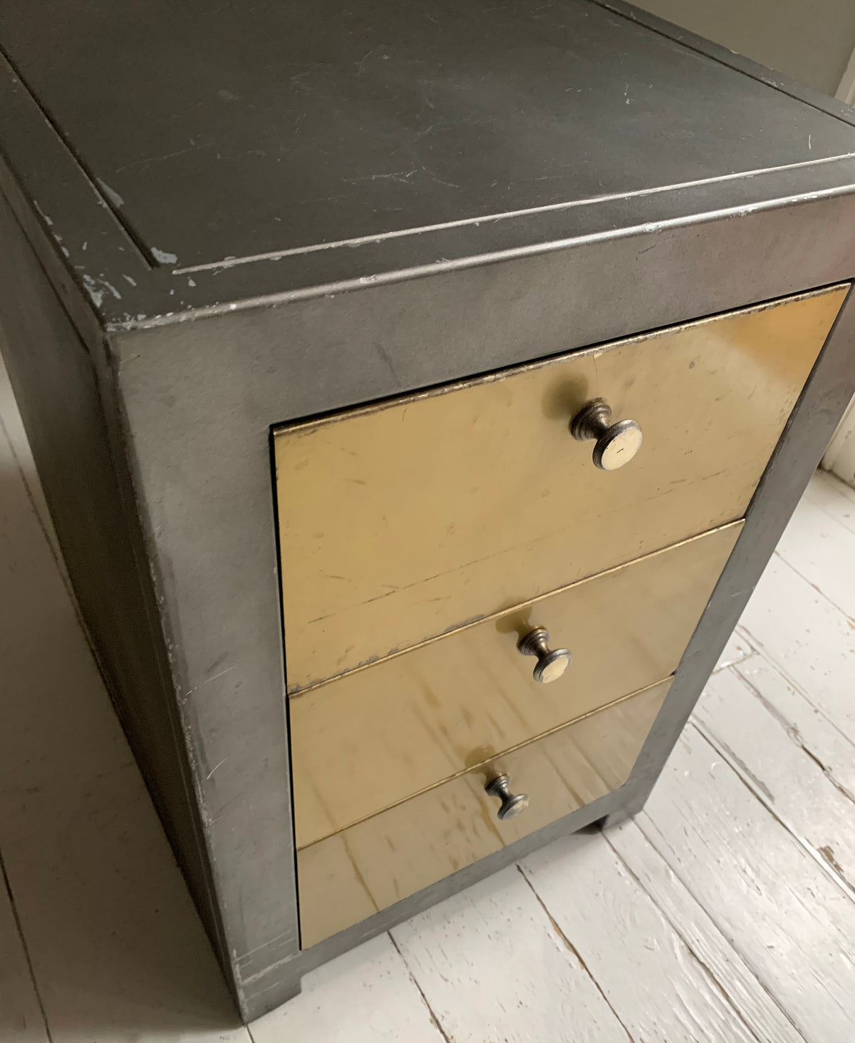 Pair of Vintage Mixed Metal Night Stands / Chest of Drawers / Office Storage