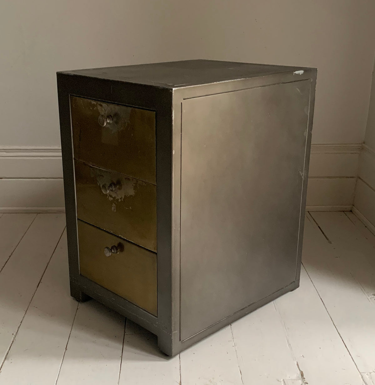 Pair of Vintage Mixed Metal Night Stands / Chest of Drawers / Office Storage