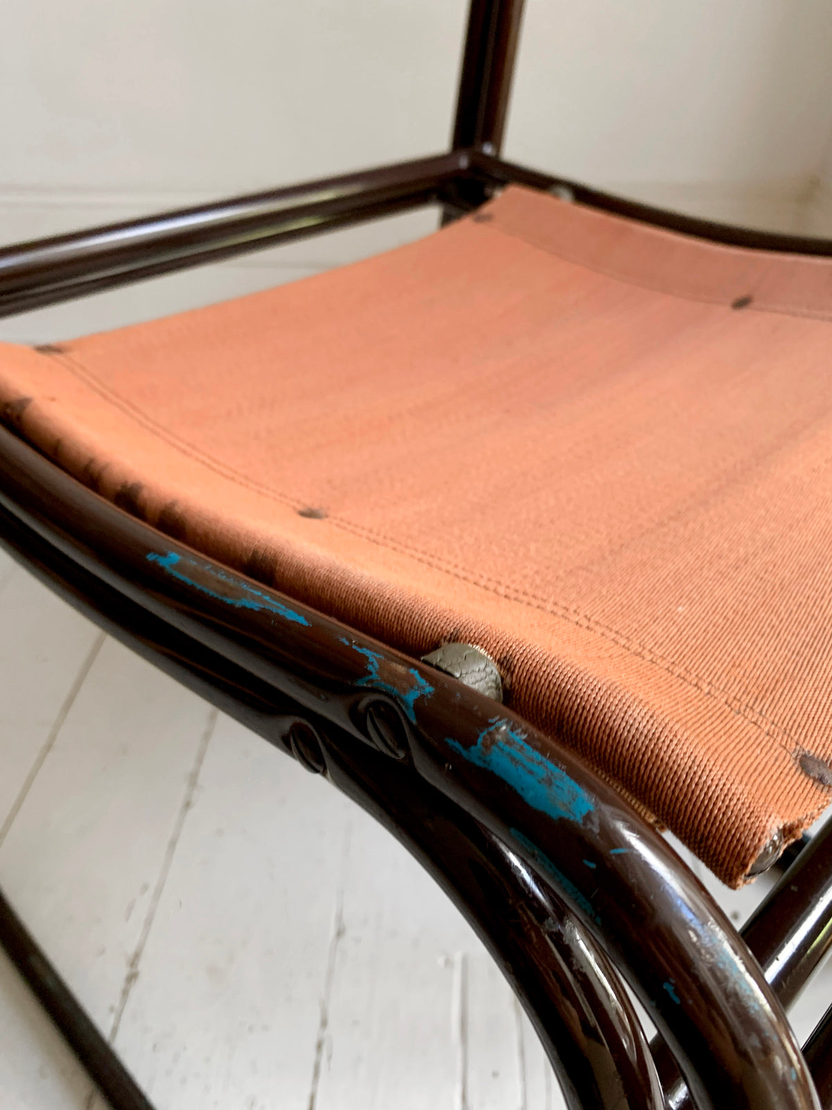 2 x 'Cox' Vintage Stacking Chairs - Canvas Seats, Black Tubular Metal Frame 2of2