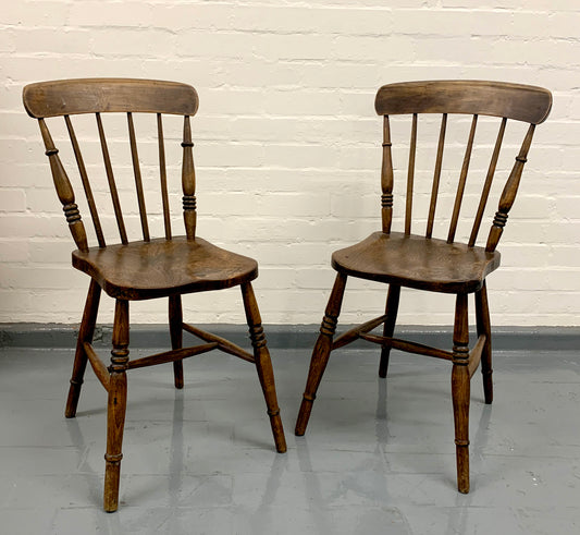 Pair of Vintage Walnut (?) Windsor Stick Back Dining Chairs