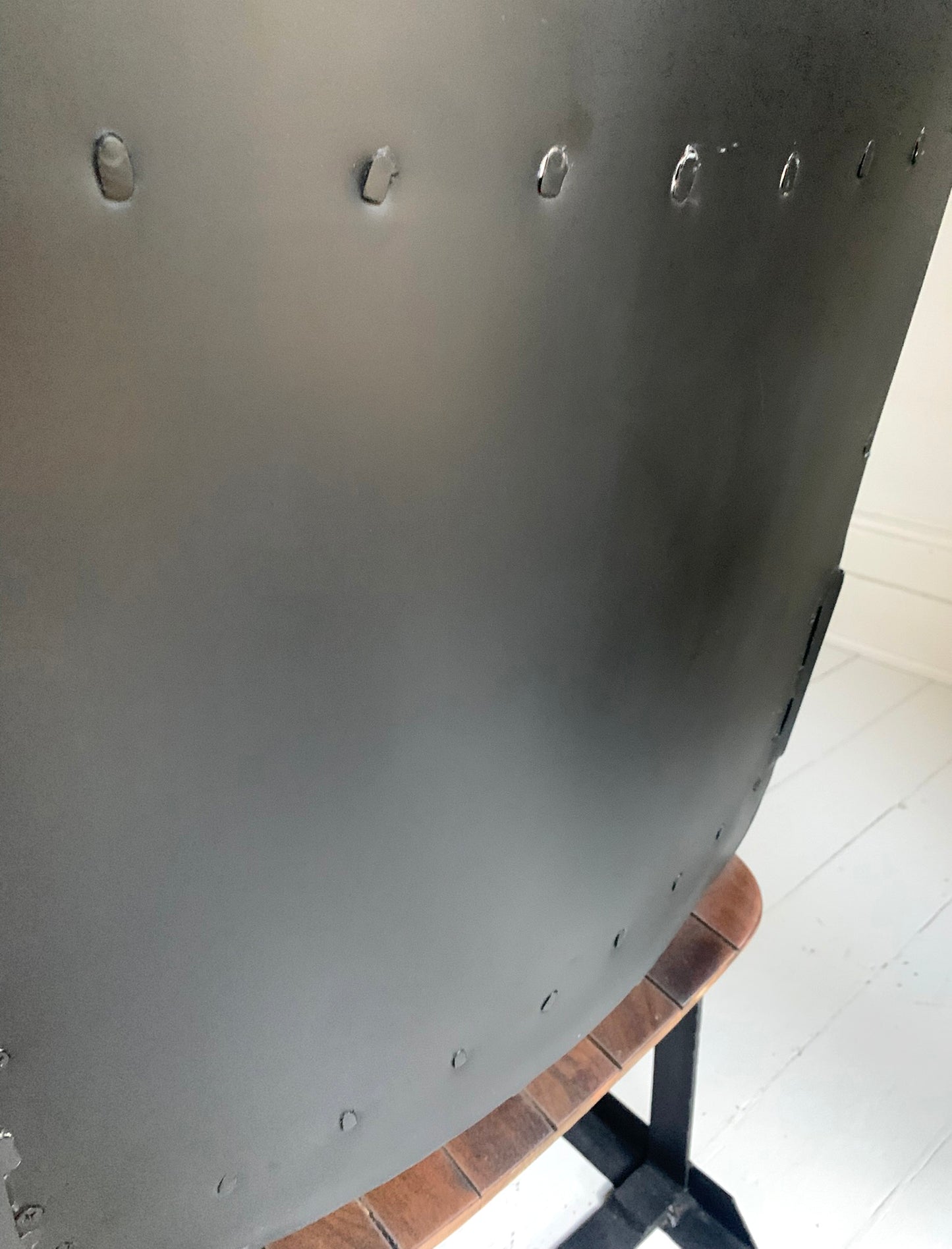 Pair of Wooden Joined & Fixed Theatre / Cinema Seats on Black Metal Frame