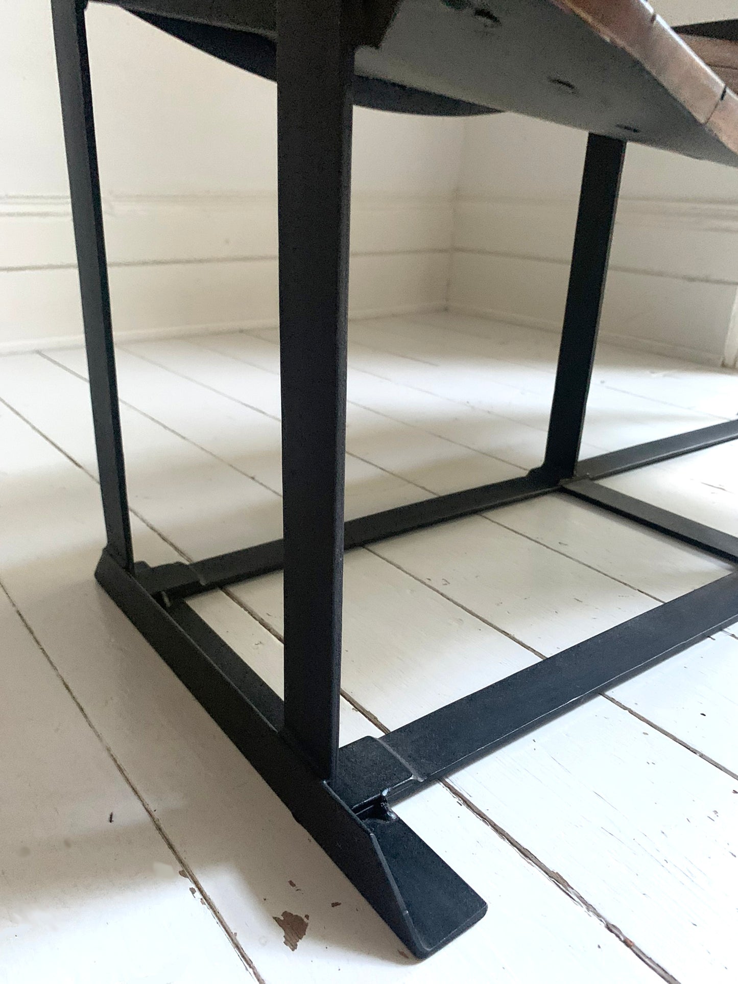 Pair of Wooden Joined & Fixed Theatre / Cinema Seats on Black Metal Frame