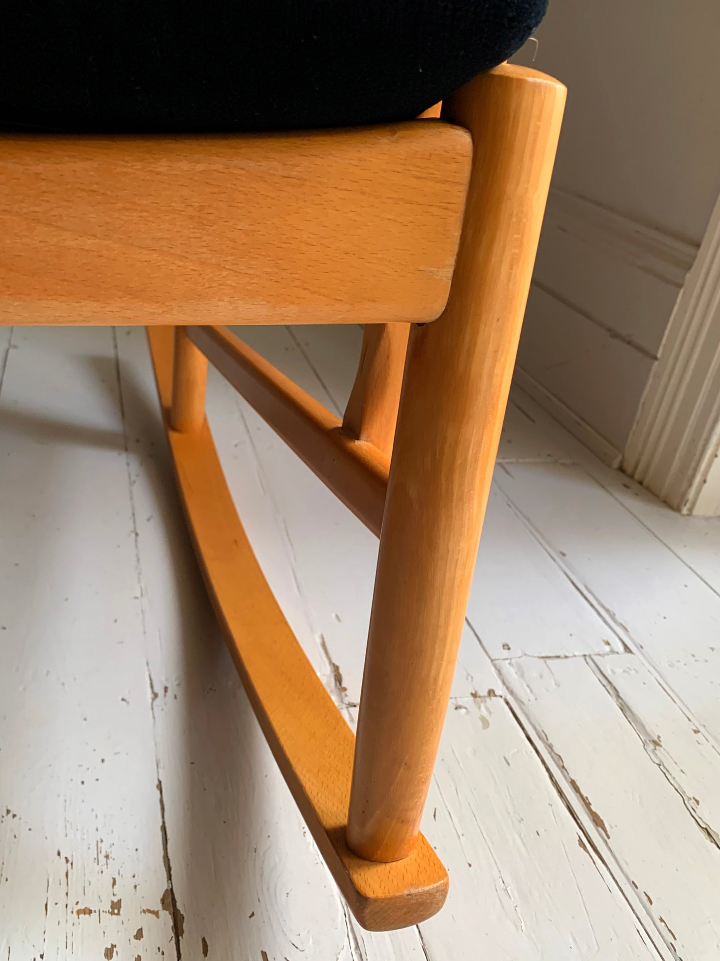Parker Knoll Florian Rocking Chair w/ Beech Frame, Midnight Blue Velvet Cushions