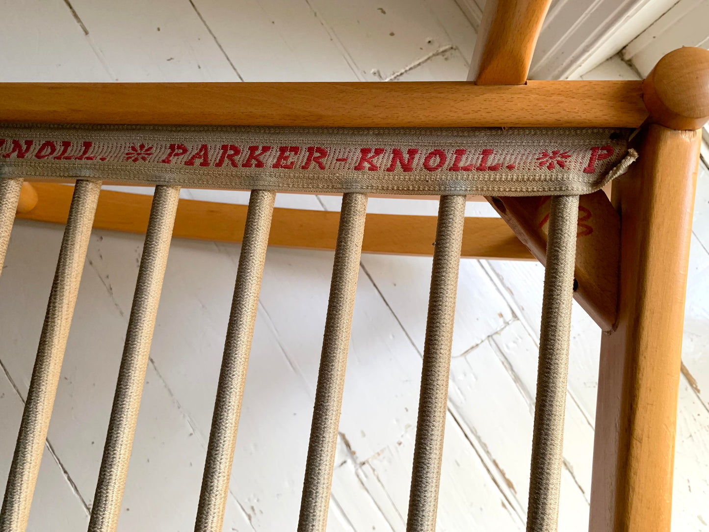 Parker Knoll Florian Rocking Chair w/ Beech Frame, Midnight Blue Velvet Cushions