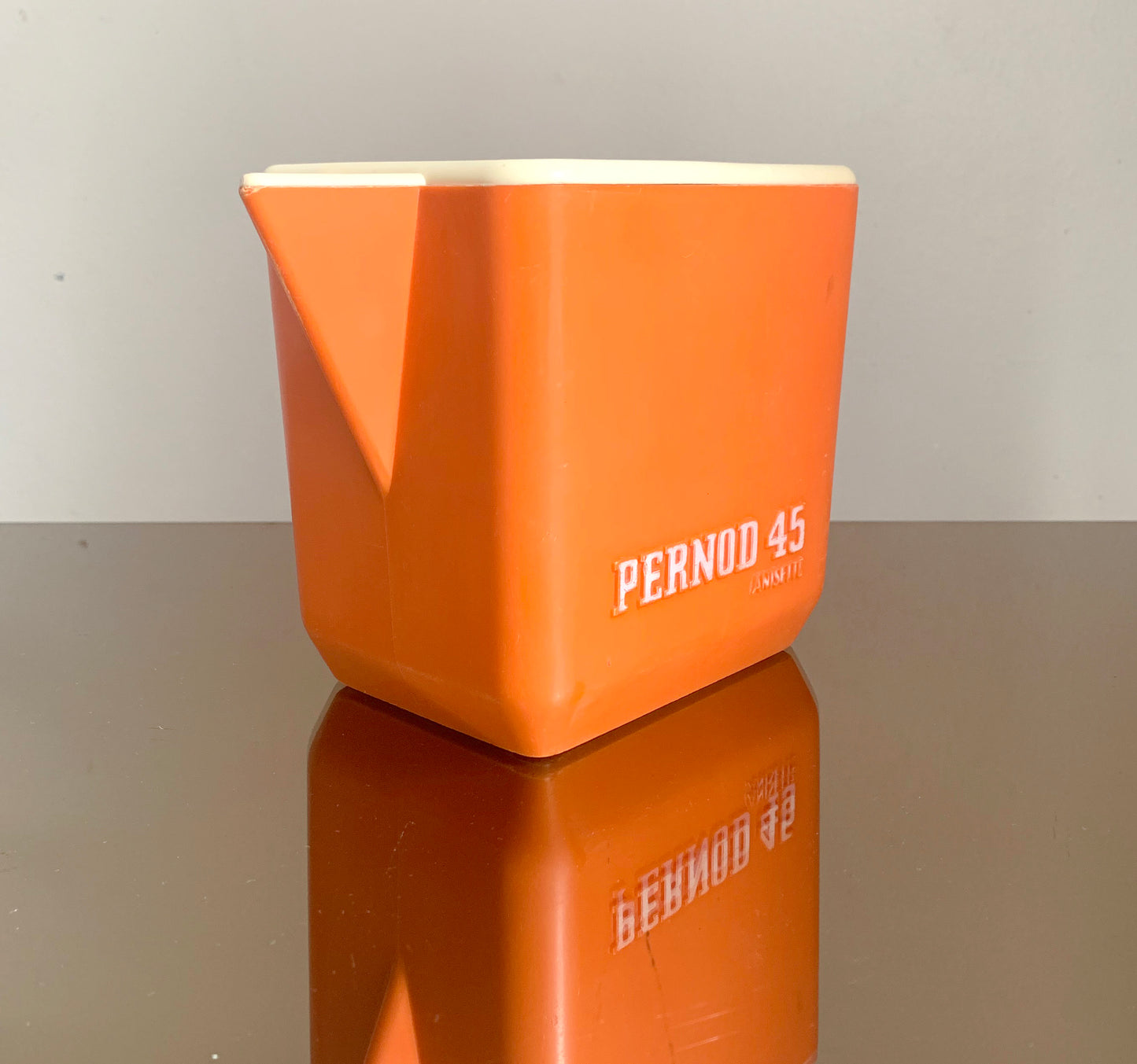 Vintage Orange Plastic French Carafe, Jug 'Pernod 45' - Rare Find!