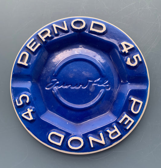 Vintage French Large Blue Pernod 45 Ashtray