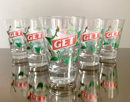 6 x Vintage French 'Get Perrier' Tumbler / Glasses Set, Boxed Set