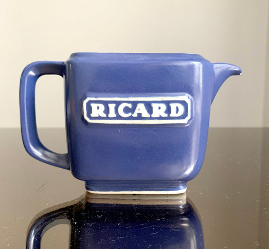 Vintage French Blue Ricard Small Ceramic Water Jug