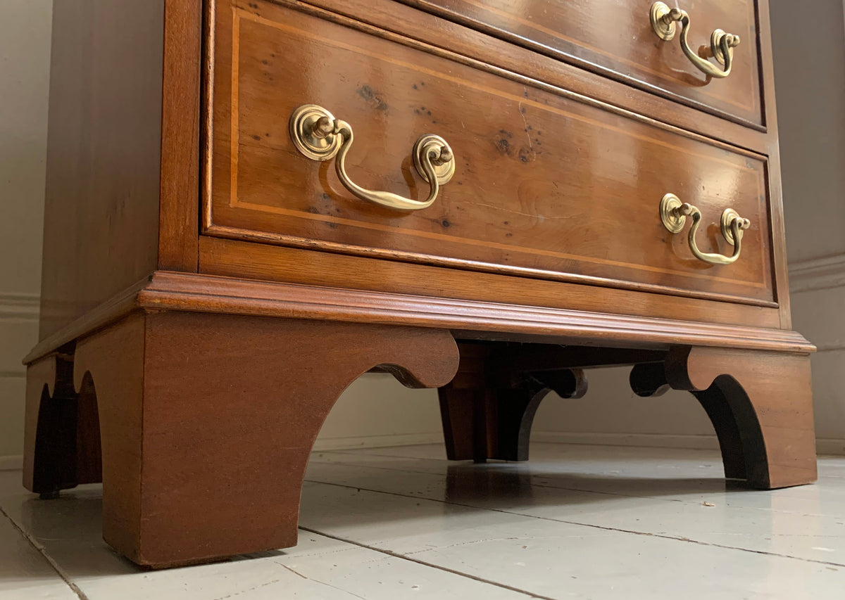 Vintage Small Walnut Veneer Fall Front Lockable Desk / Bureau / Secretaire