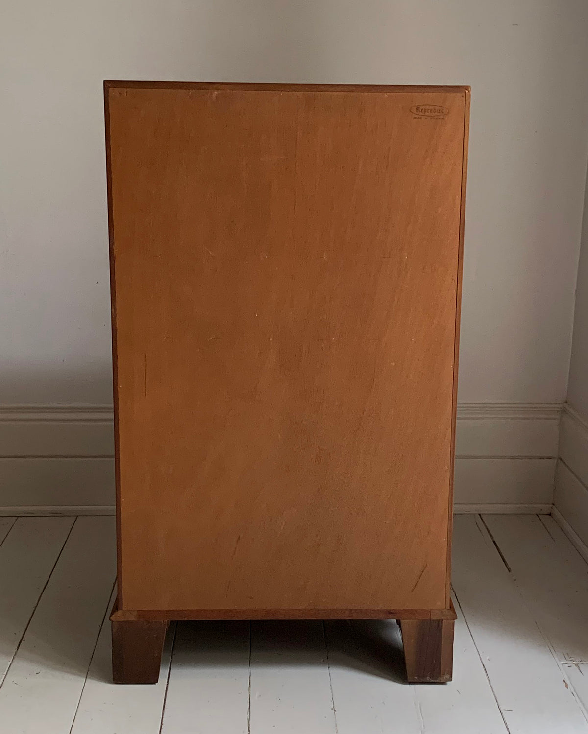 Vintage Small Walnut Veneer Fall Front Lockable Desk / Bureau / Secretaire