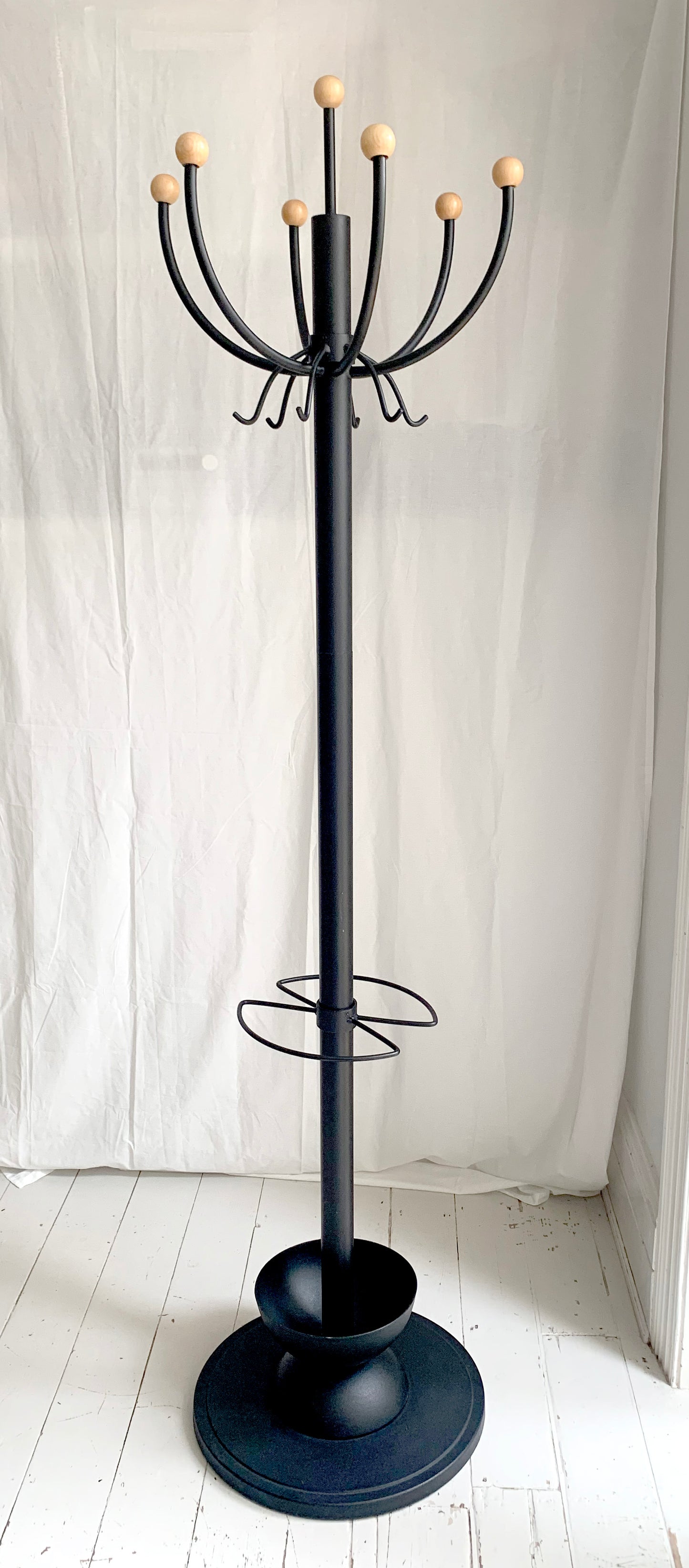 Sputnik / Atomic Style Black Cast Iron Coat & Umbrella Stand #2