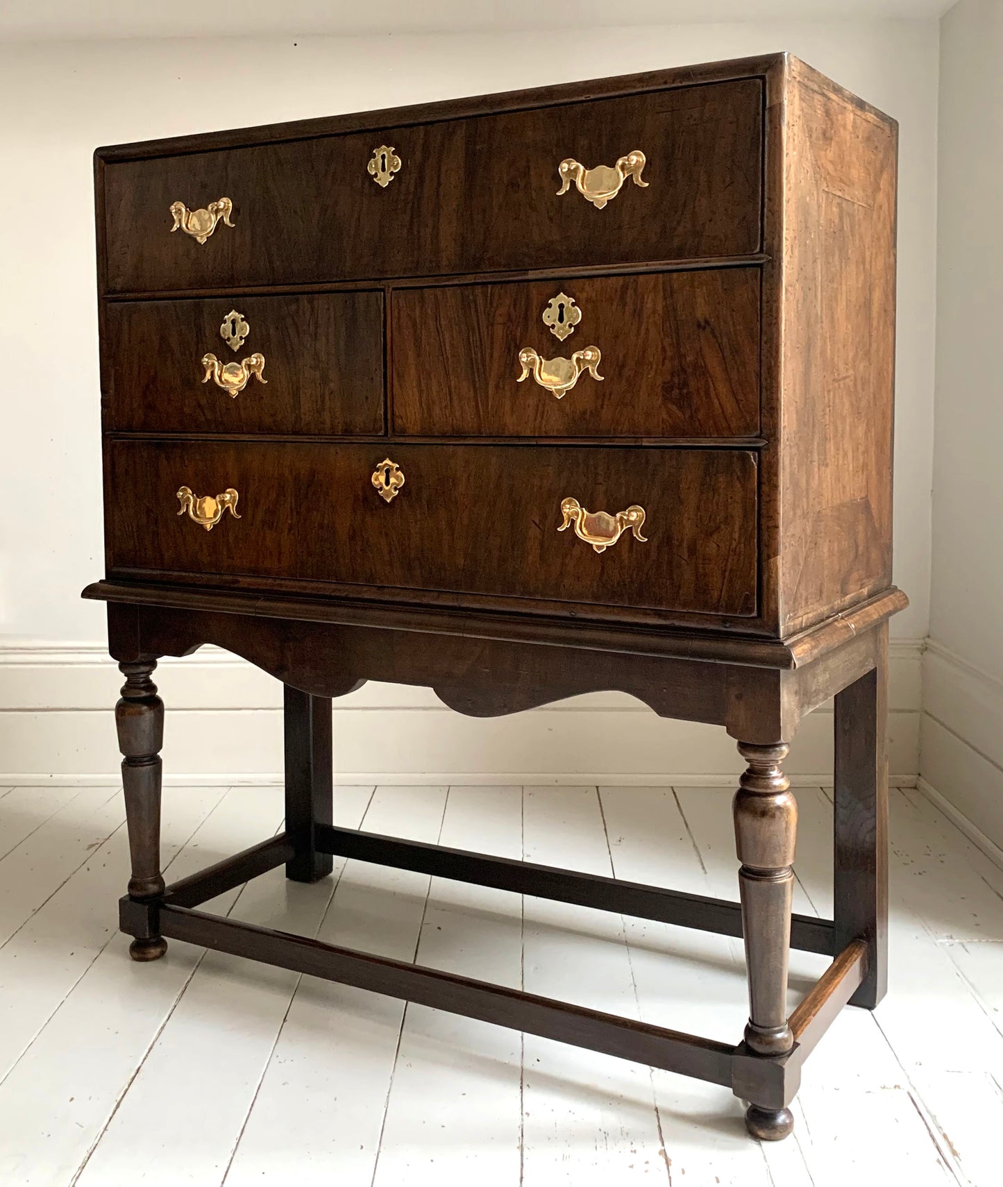 Stunning Antique Oak Four Drawer Chest of Drawers on Jacobean Style Stand