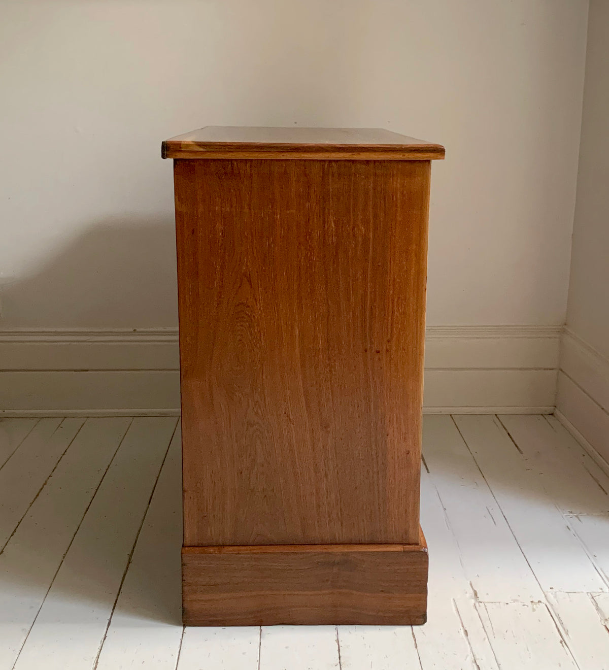 Stunning Antique Walnut Two Over Two Chest of Drawers On Plinth w/ Brass Handles