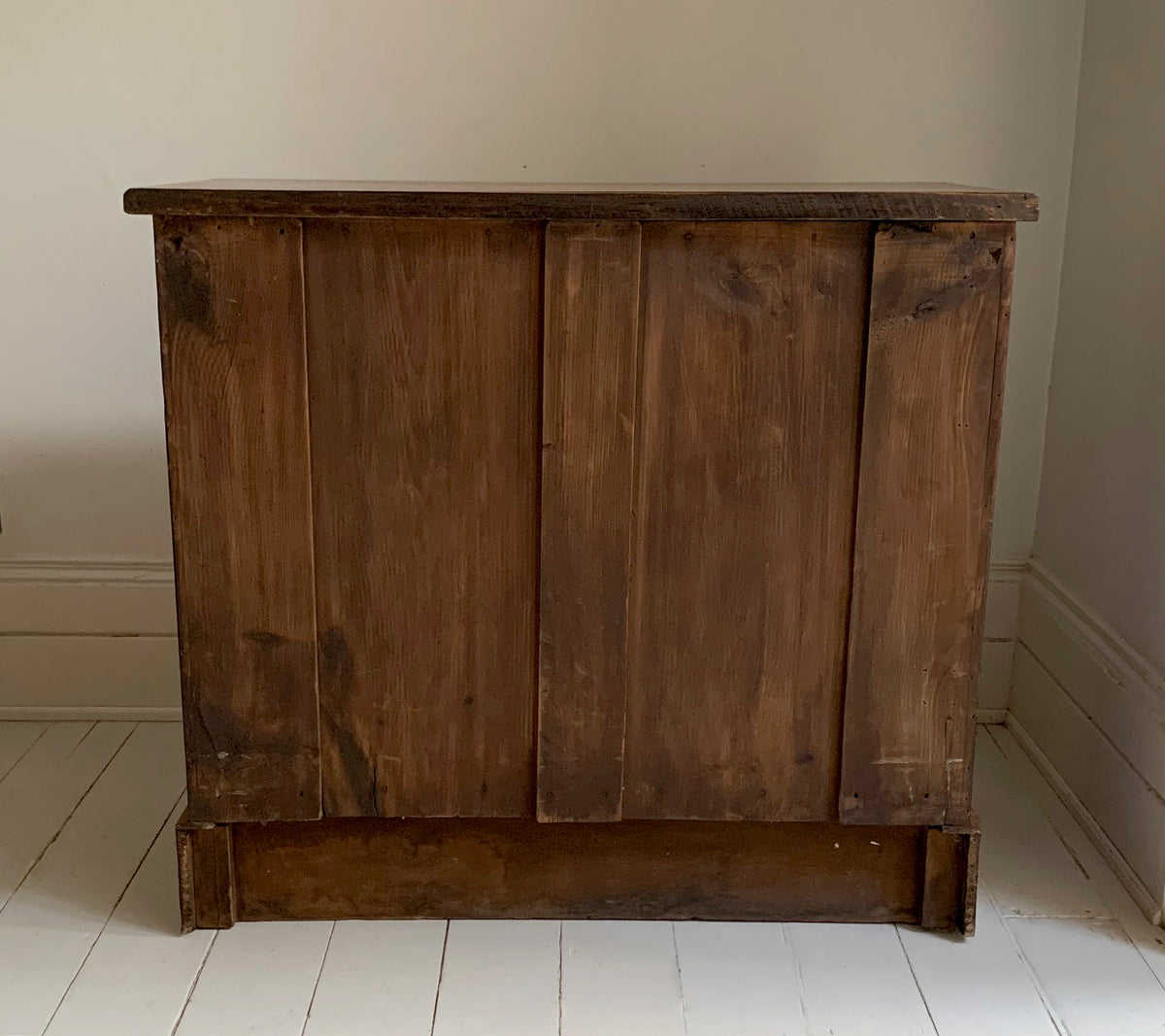 Stunning Antique Walnut Two Over Two Chest of Drawers On Plinth w/ Brass Handles