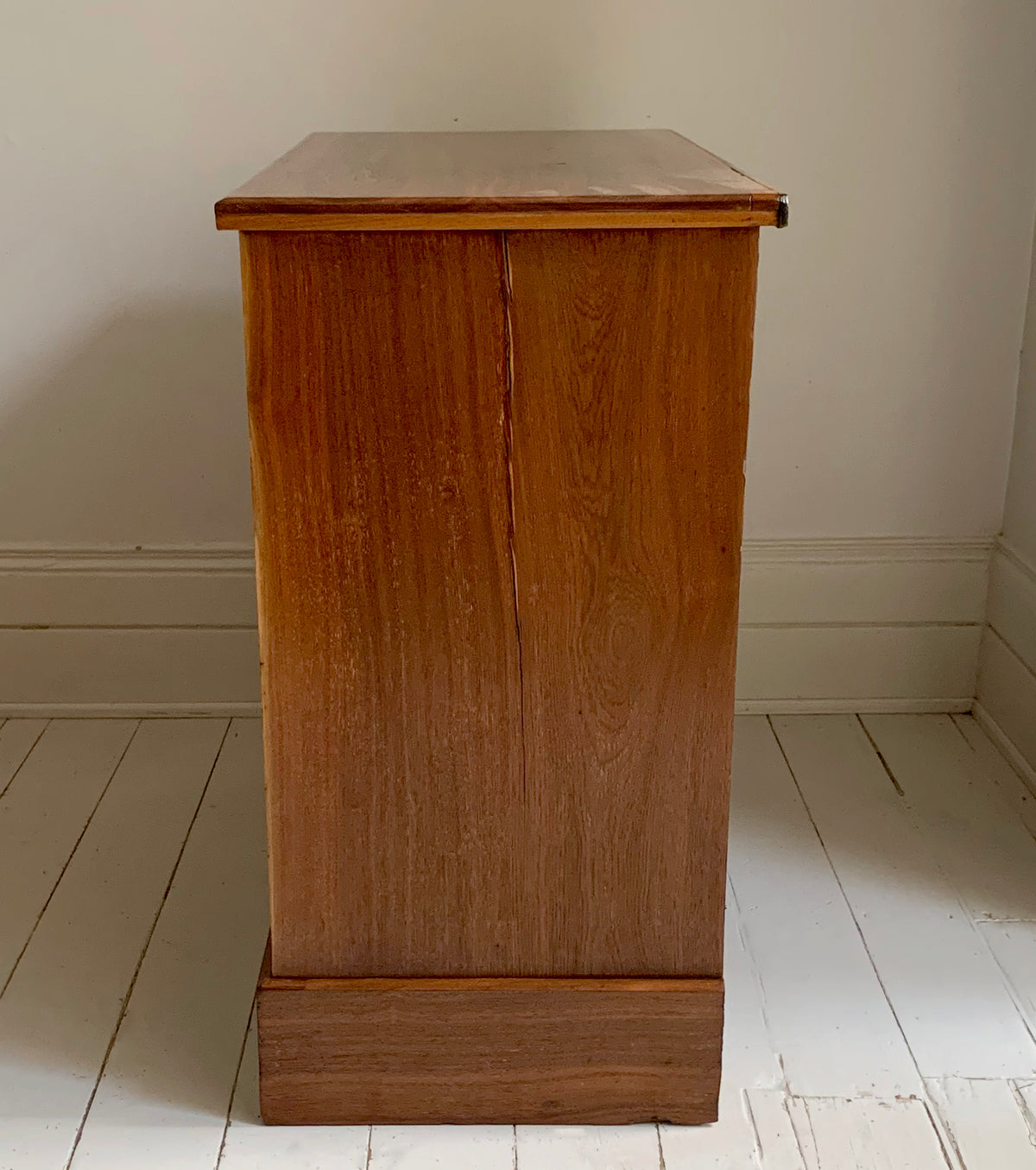 Stunning Antique Walnut Two Over Two Chest of Drawers On Plinth w/ Brass Handles