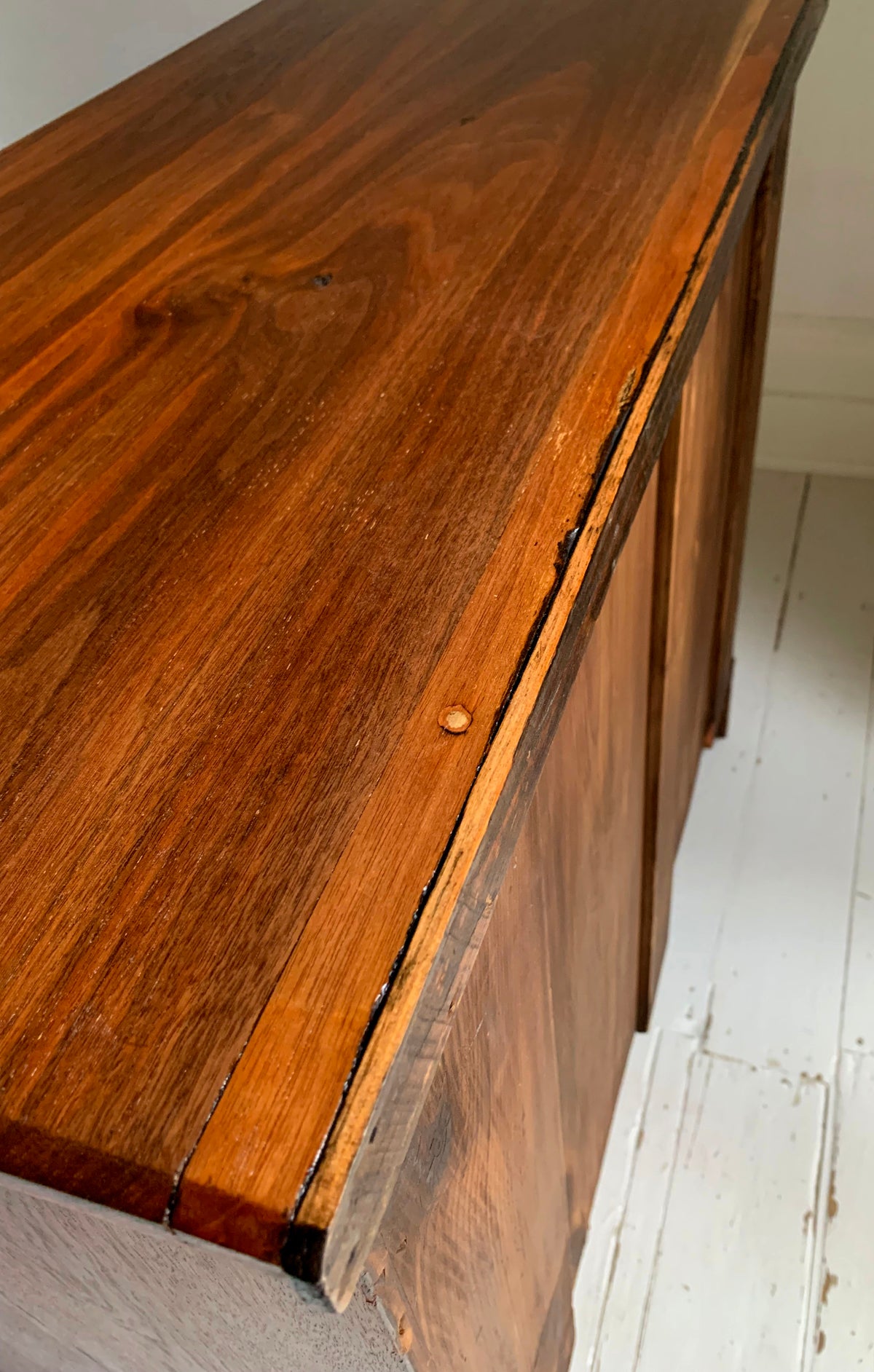 Stunning Antique Walnut Two Over Two Chest of Drawers On Plinth w/ Brass Handles