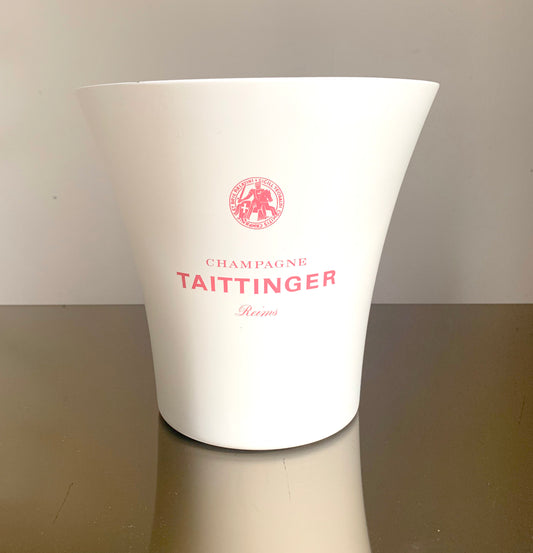 Vintage French Taittinger Champagne Metal White/Pale Cream Ice Bucket