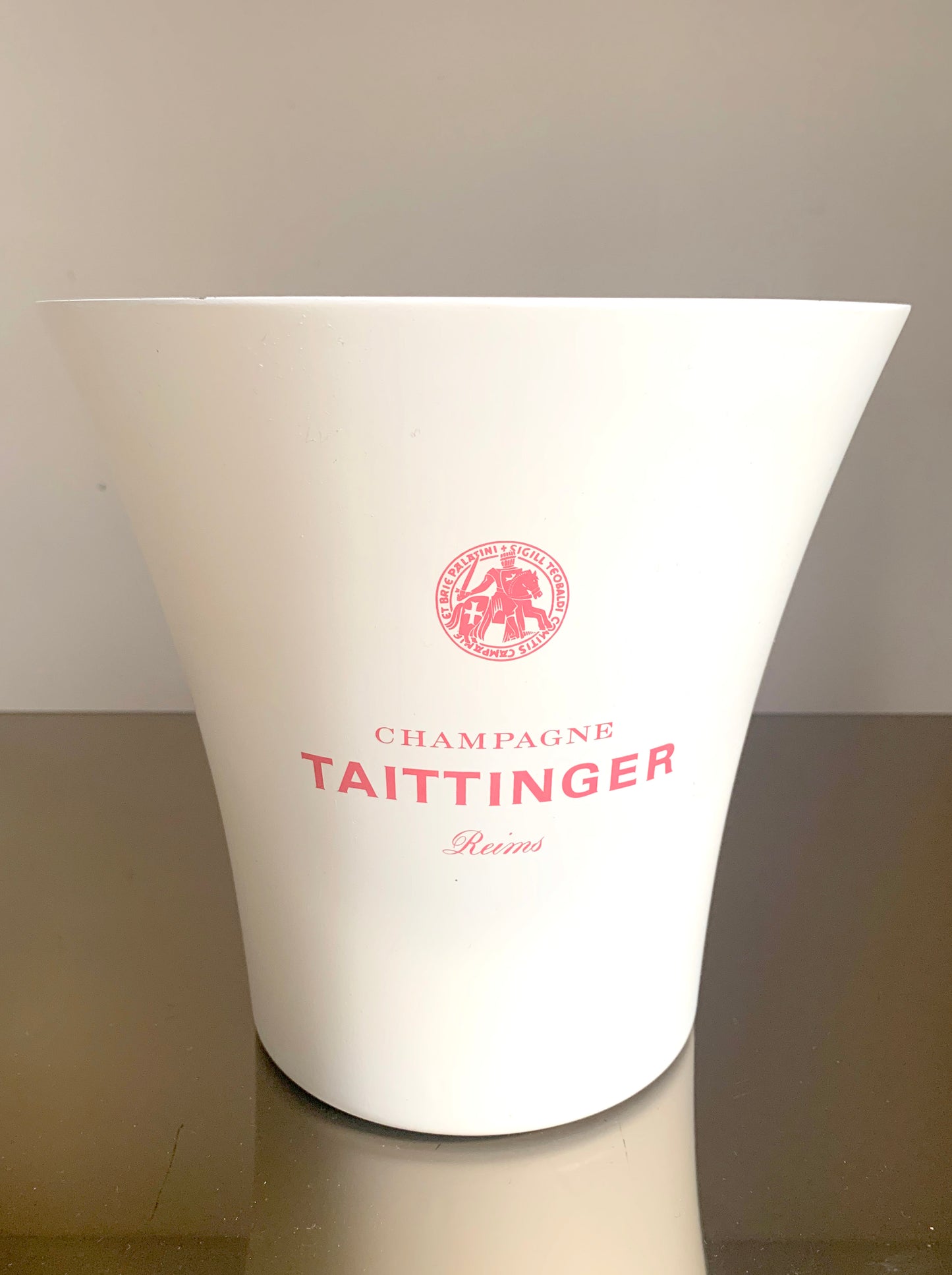 Vintage French Taittinger Champagne Metal White/Pale Cream Ice Bucket