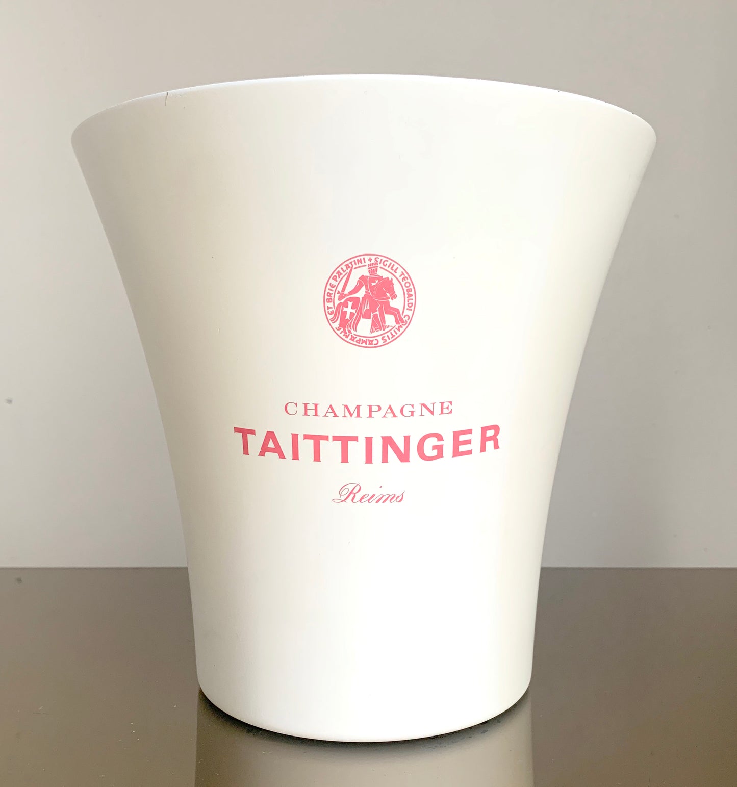 Vintage French Taittinger Champagne Metal White/Pale Cream Ice Bucket