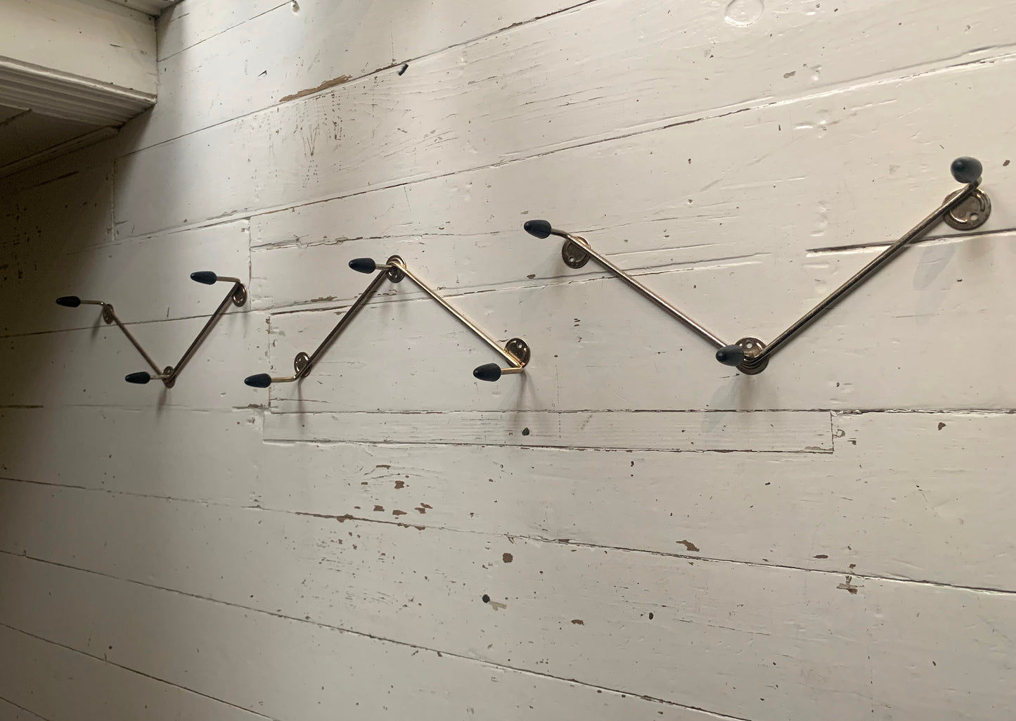 Vintage 1950s/60s Atomic Sputnik Black on Gold 3 x 3 Sets of Wall Mounted Hooks