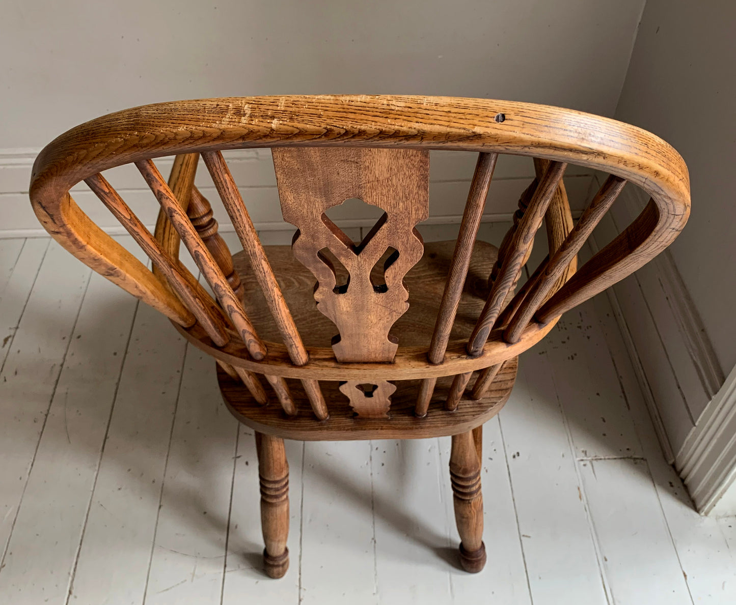 Antique Victorian Ash & Elm Windsor High Back Armchair